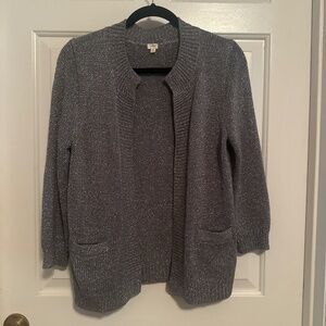 J. Crew Gray and Silver Open Front Cardi